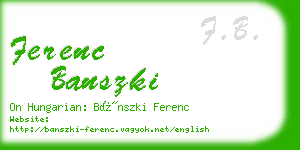 ferenc banszki business card